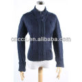 13STC5097 ladies knitted zip up suéter de la rebeca